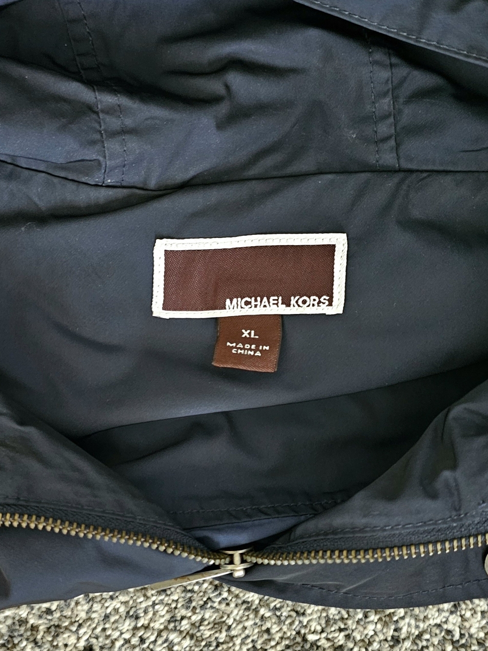 Michael Kors Navy Hooded Field Jacket with Utility Pockets - Picture 3 of 3